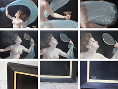 A Decorative Pair of c.1900 Italian School Oil on Boards of Female Beauties
