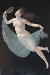 A Decorative Pair of c.1900 Italian School Oil on Boards of Female Beauties