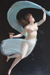A Decorative Pair of c.1900 Italian School Oil on Boards of Female Beauties