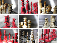 A Good English 'Washington' Pattern Turned Ivory Chess Set c.1800-20