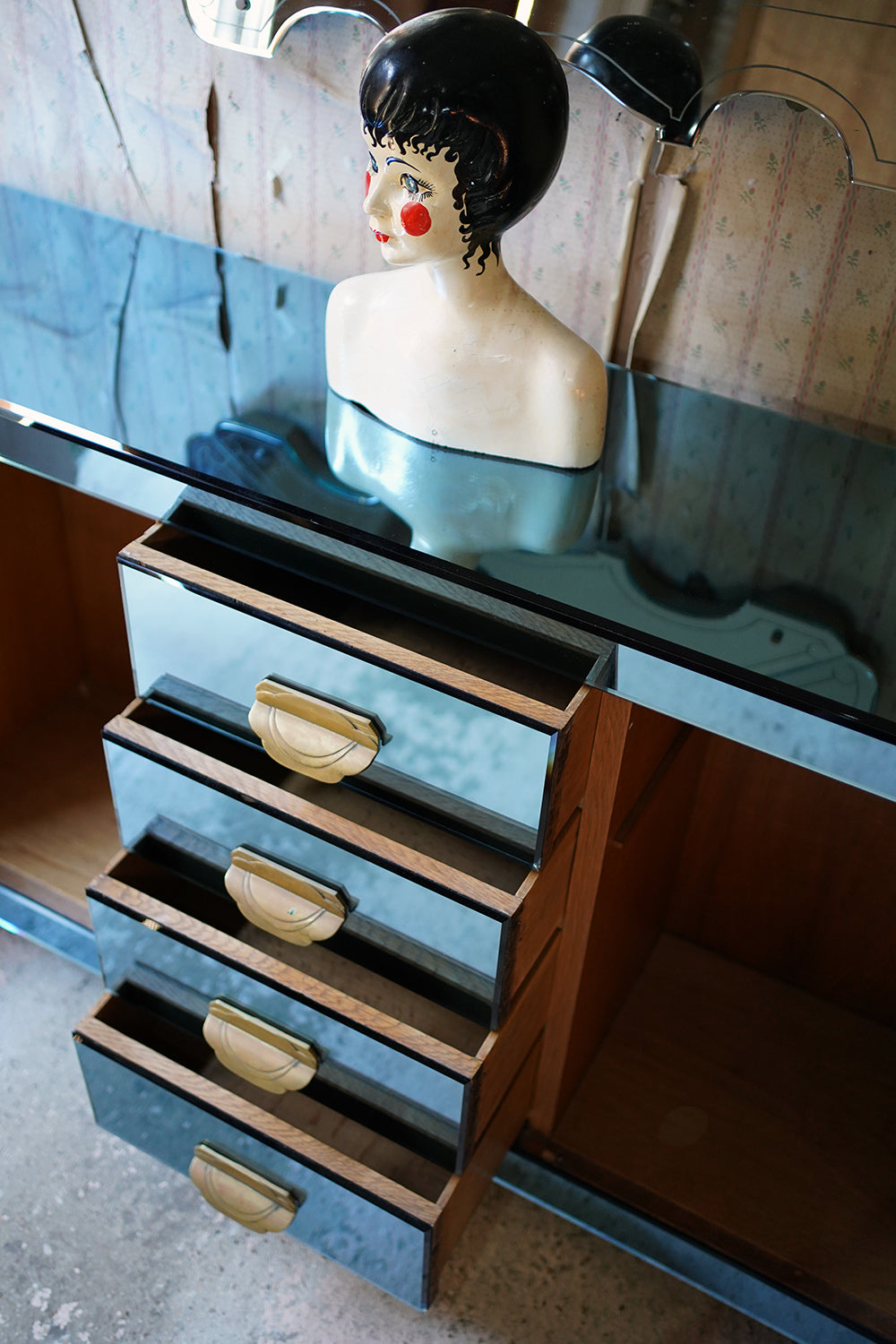 A French Blue Mirrored Sideboard by Maison Jansen, Paris c.1940