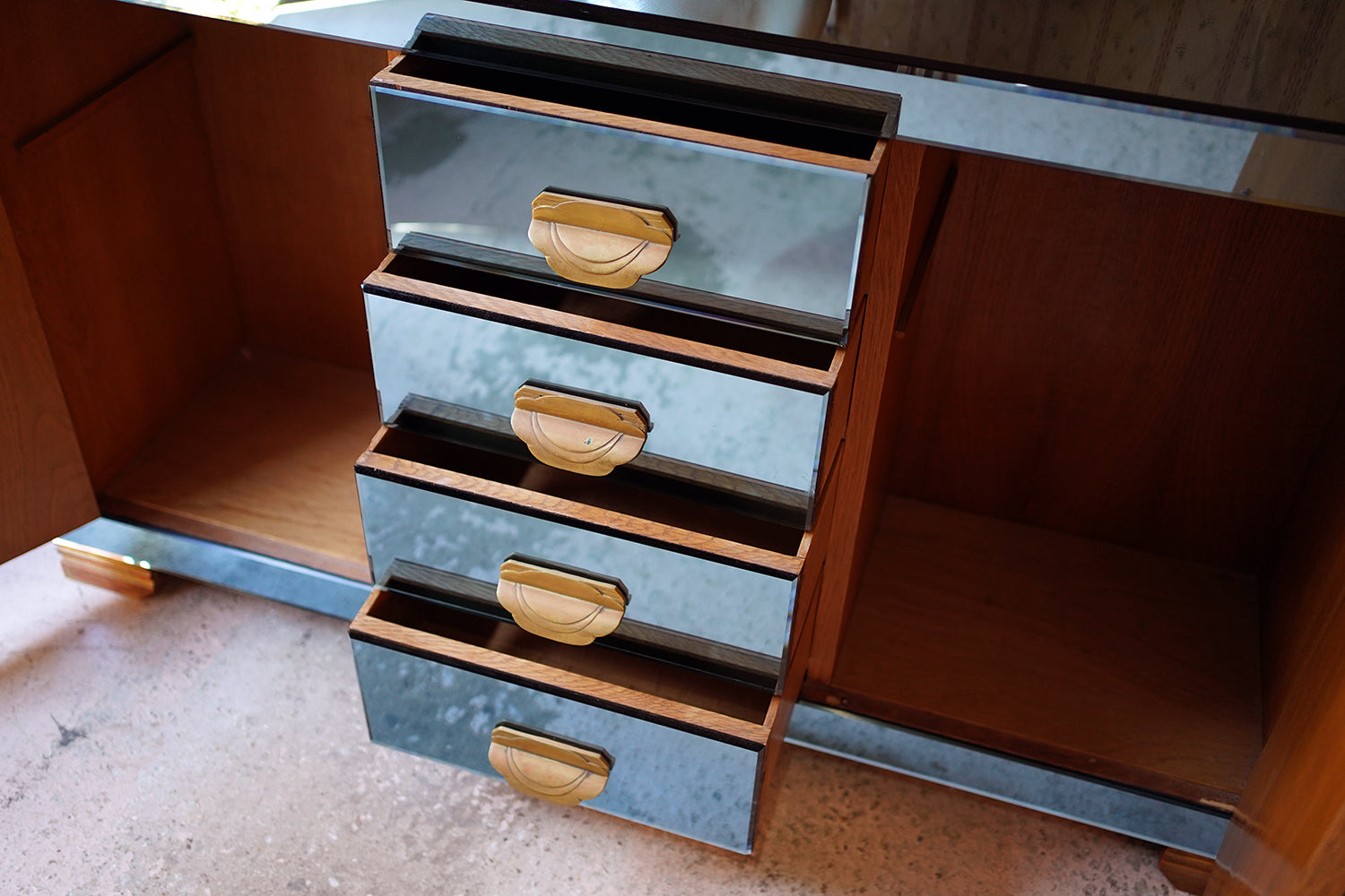 A French Blue Mirrored Sideboard by Maison Jansen, Paris c.1940