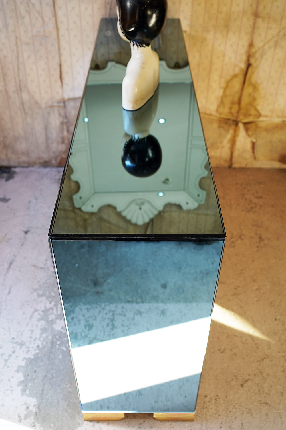 A French Blue Mirrored Sideboard by Maison Jansen, Paris c.1940