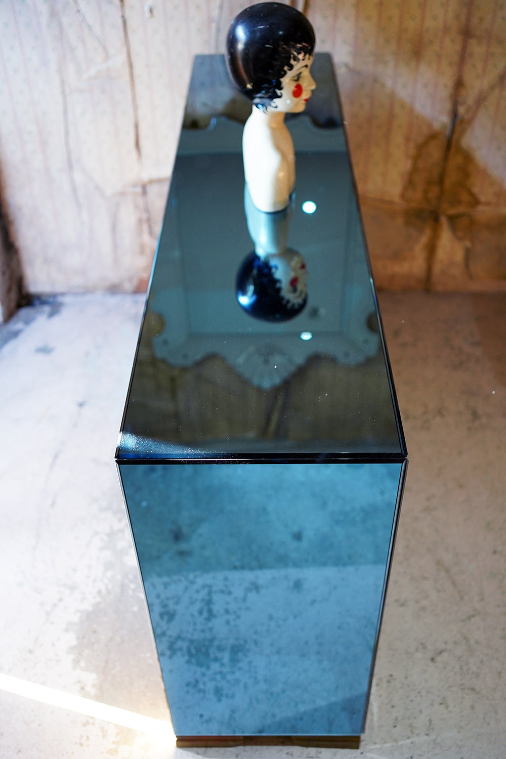 A French Blue Mirrored Sideboard by Maison Jansen, Paris c.1940