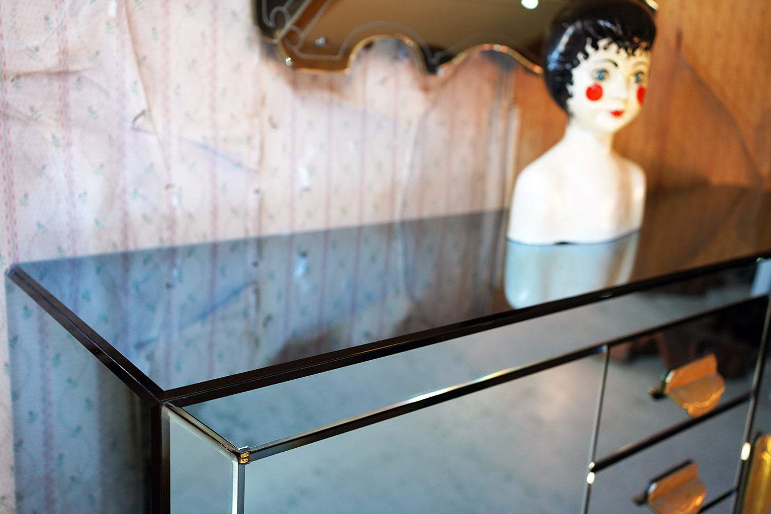 A French Blue Mirrored Sideboard by Maison Jansen, Paris c.1940