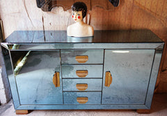 A French Blue Mirrored Sideboard by Maison Jansen, Paris c.1940
