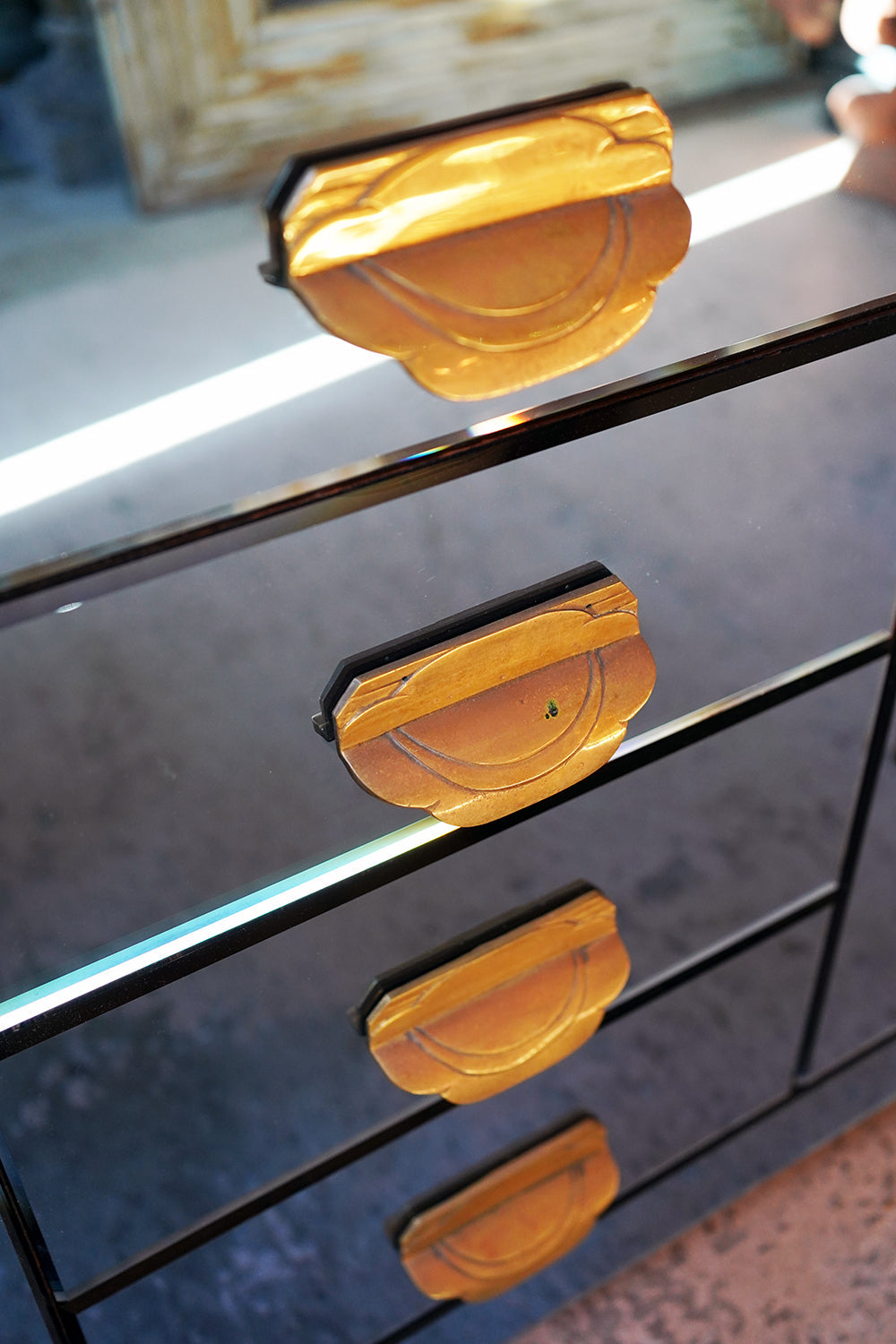 A French Blue Mirrored Sideboard by Maison Jansen, Paris c.1940