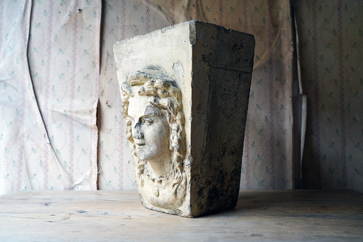 A Buff Terracotta Keystone in the Form of a Maiden by George Jennings c.1870