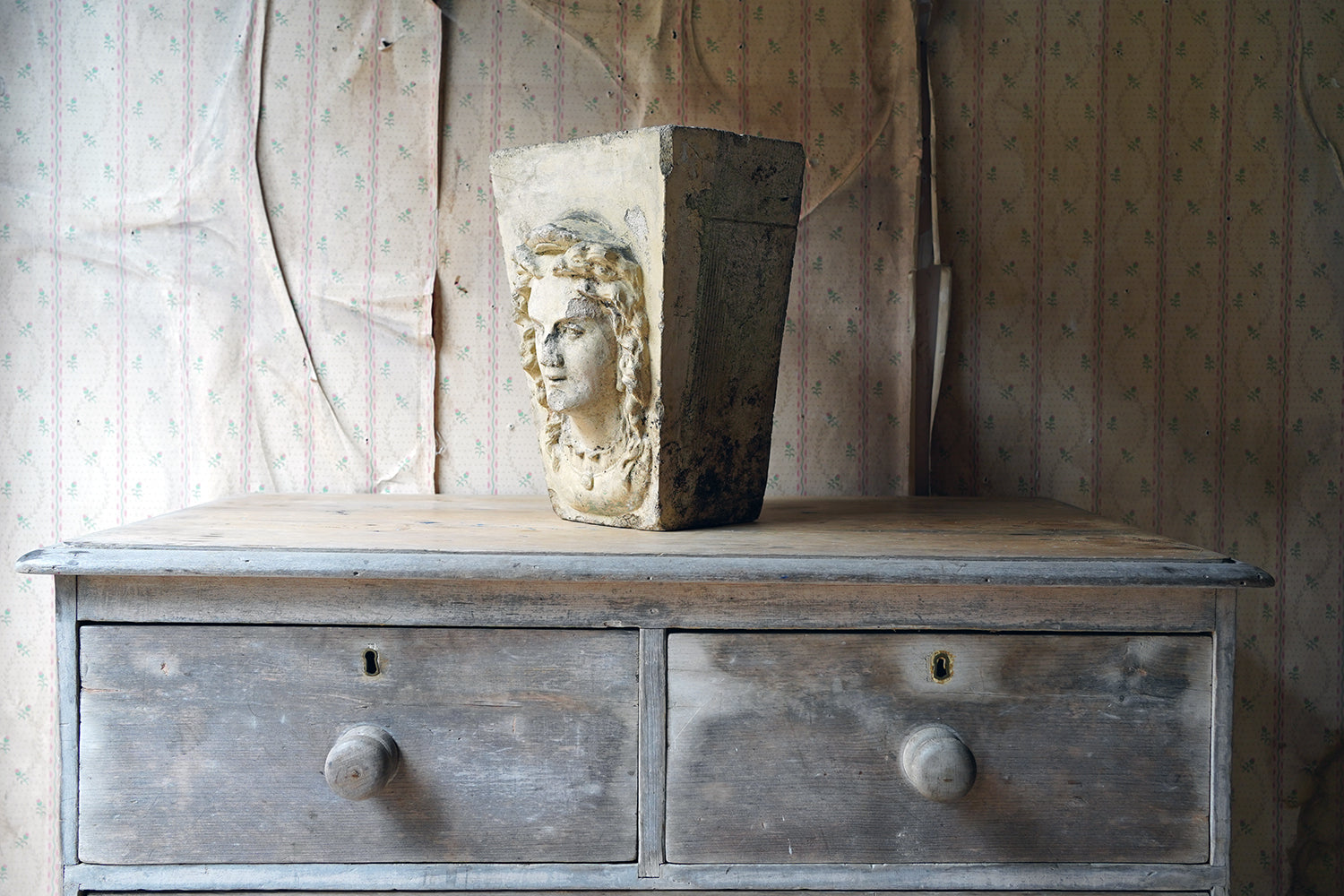 A Buff Terracotta Keystone in the Form of a Maiden by George Jennings c.1870