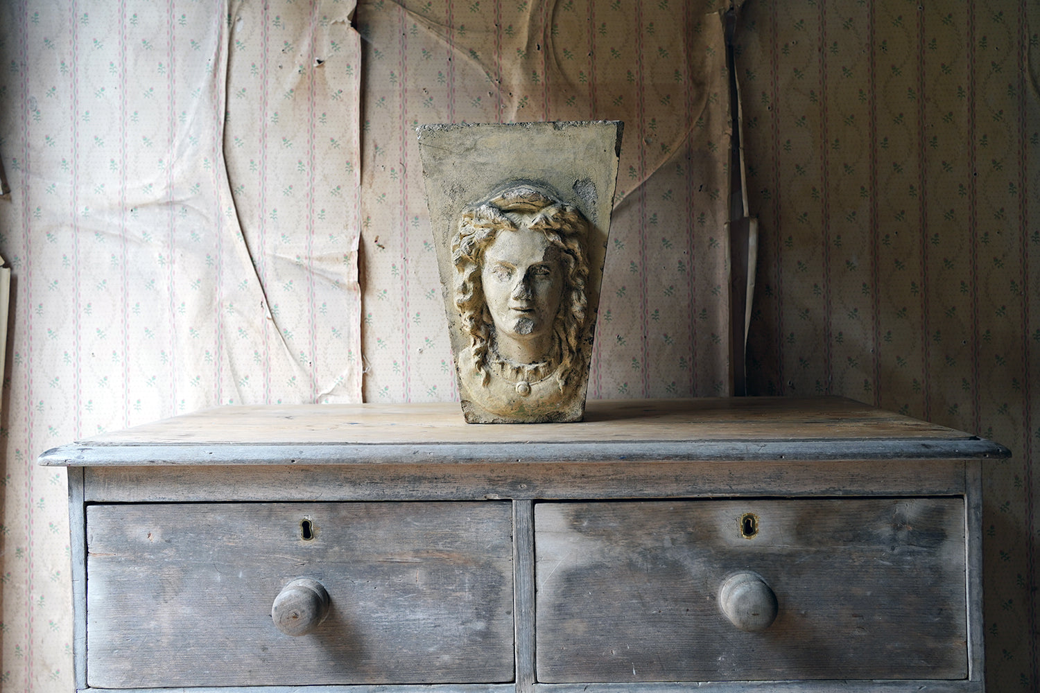 A Buff Terracotta Keystone in the Form of a Maiden by George Jennings c.1870