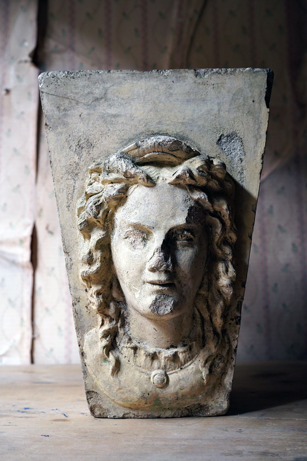 A Buff Terracotta Keystone in the Form of a Maiden by George Jennings c.1870