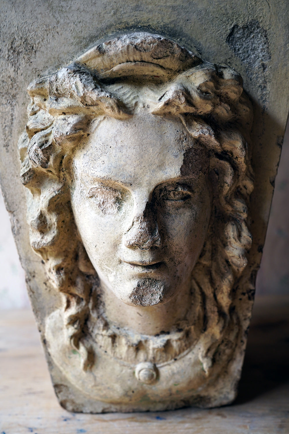 A Buff Terracotta Keystone in the Form of a Maiden by George Jennings c.1870