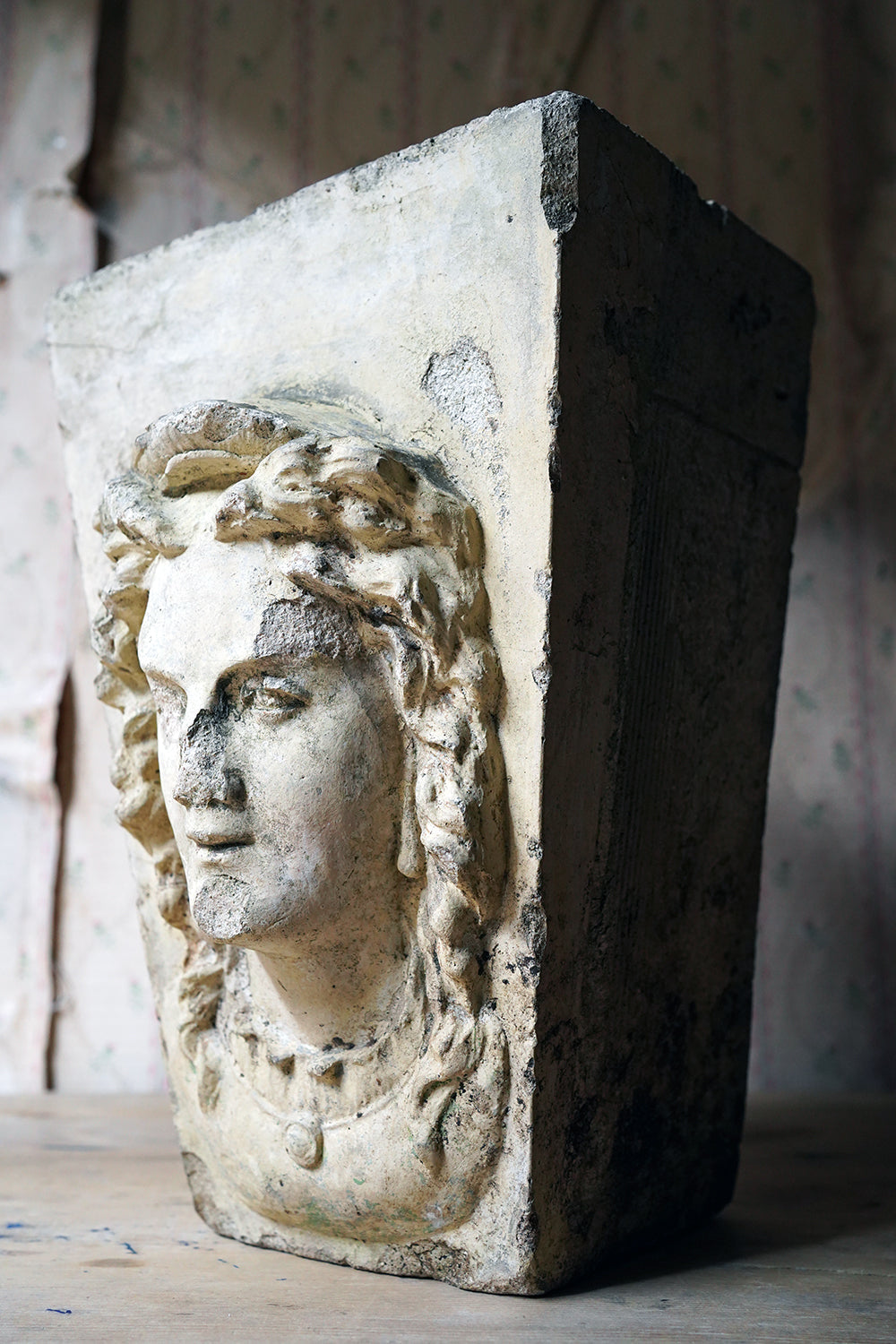 A Buff Terracotta Keystone in the Form of a Maiden by George Jennings c.1870