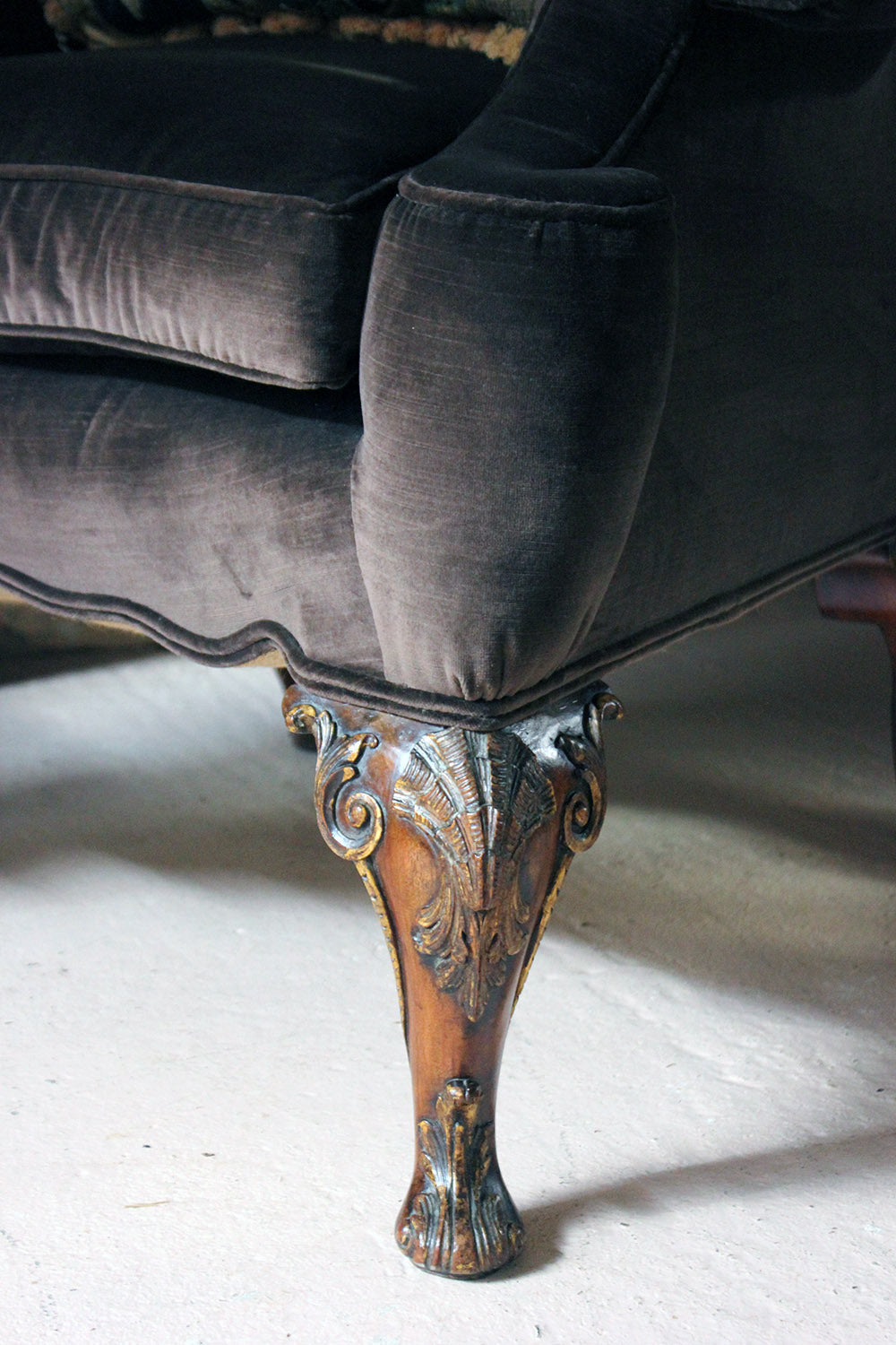 A Fine & Unusual Pair of Queen Anne Style Wingback Armchairs; Ex. Croxton Park House c.1890