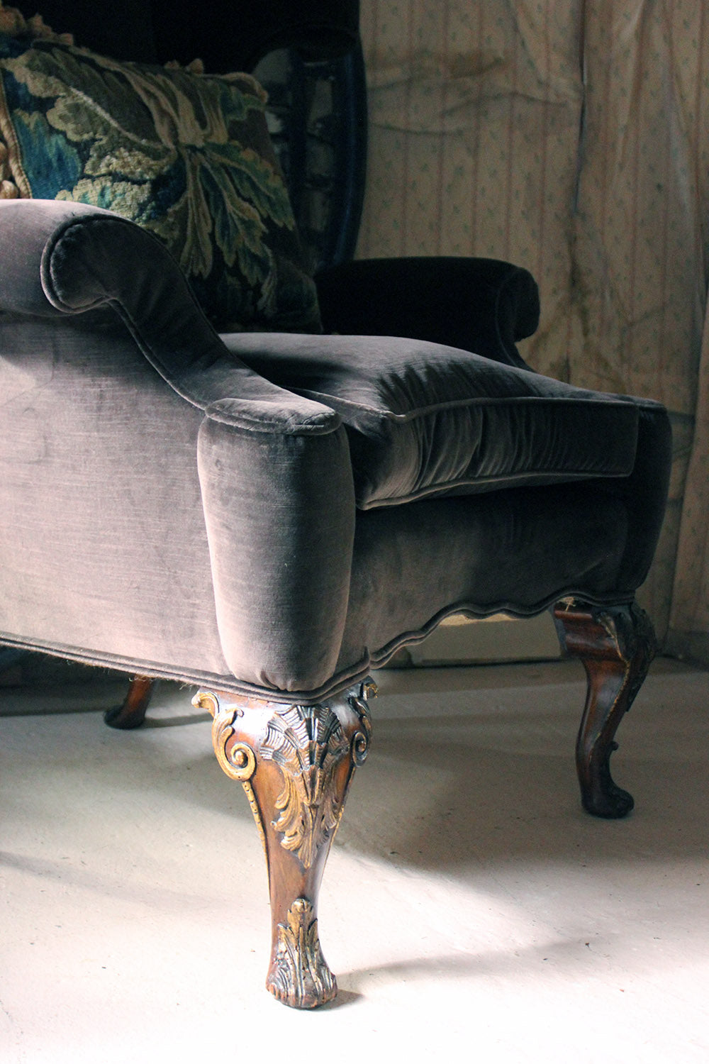 A Fine & Unusual Pair of Queen Anne Style Wingback Armchairs; Ex. Croxton Park House c.1890