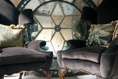 A Fine & Unusual Pair of Queen Anne Style Wingback Armchairs; Ex. Croxton Park House c.1890