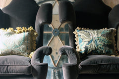 A Fine & Unusual Pair of Queen Anne Style Wingback Armchairs; Ex. Croxton Park House c.1890