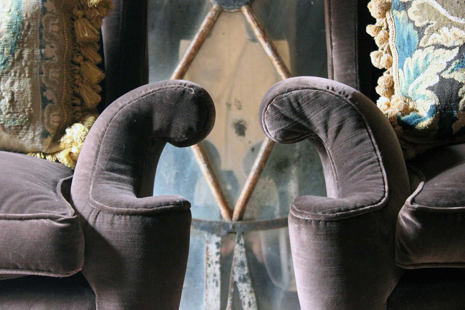 A Fine & Unusual Pair of Queen Anne Style Wingback Armchairs; Ex. Croxton Park House c.1890