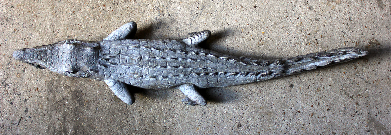 A Charming Early to Mid 20thC Lead Sculpture of a Crocodile