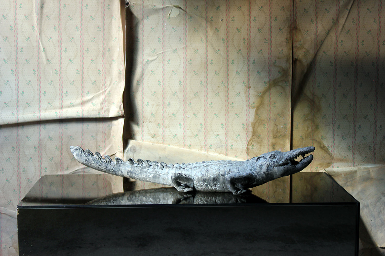 A Charming Early to Mid 20thC Lead Sculpture of a Crocodile
