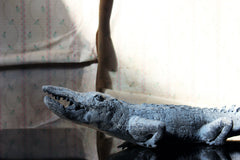 A Charming Early to Mid 20thC Lead Sculpture of a Crocodile