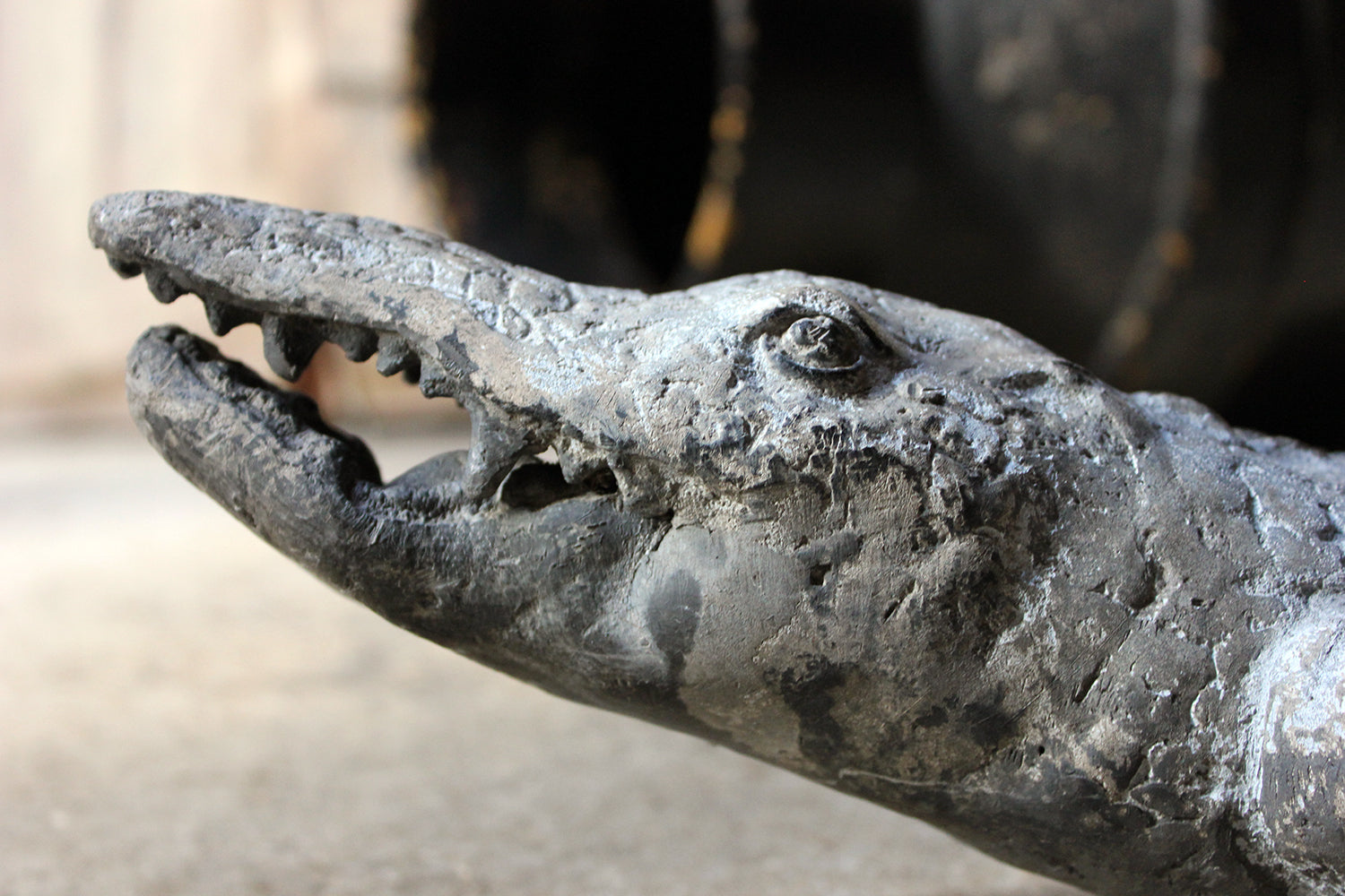 A Charming Early to Mid 20thC Lead Sculpture of a Crocodile