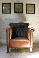 A Good Late 19thC Button-Back Leather Armchair c.1900