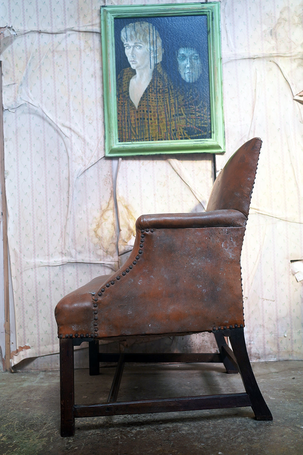 A George III Mahogany & Leather Gainsborough Armchair c.1800