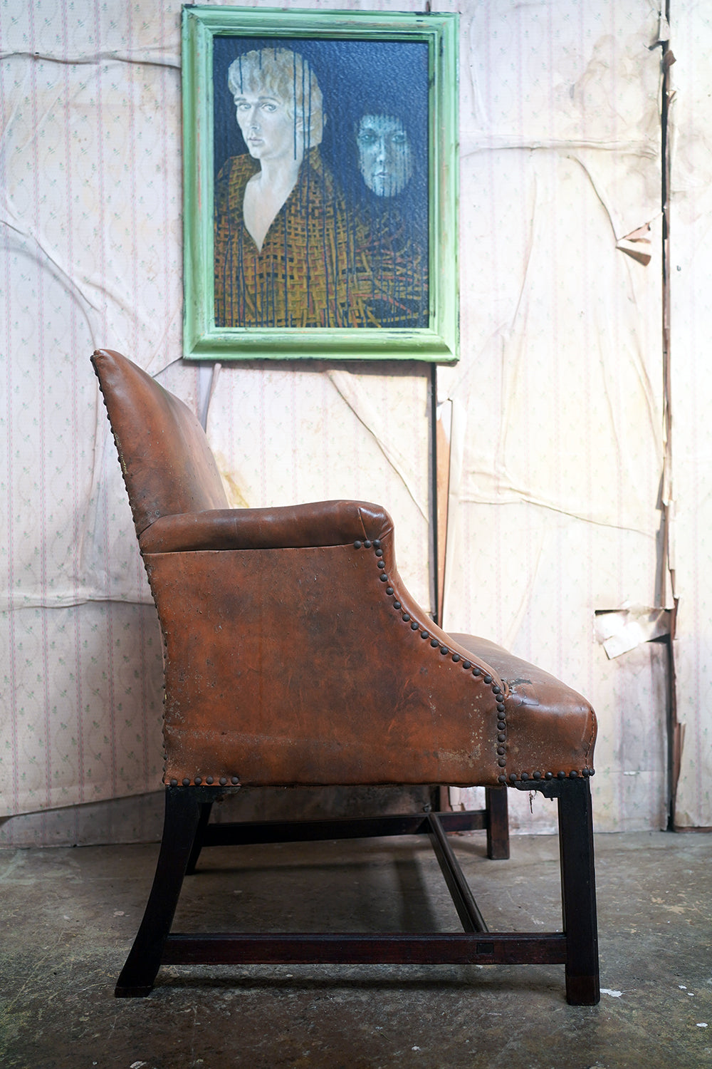 A George III Mahogany & Leather Gainsborough Armchair c.1800