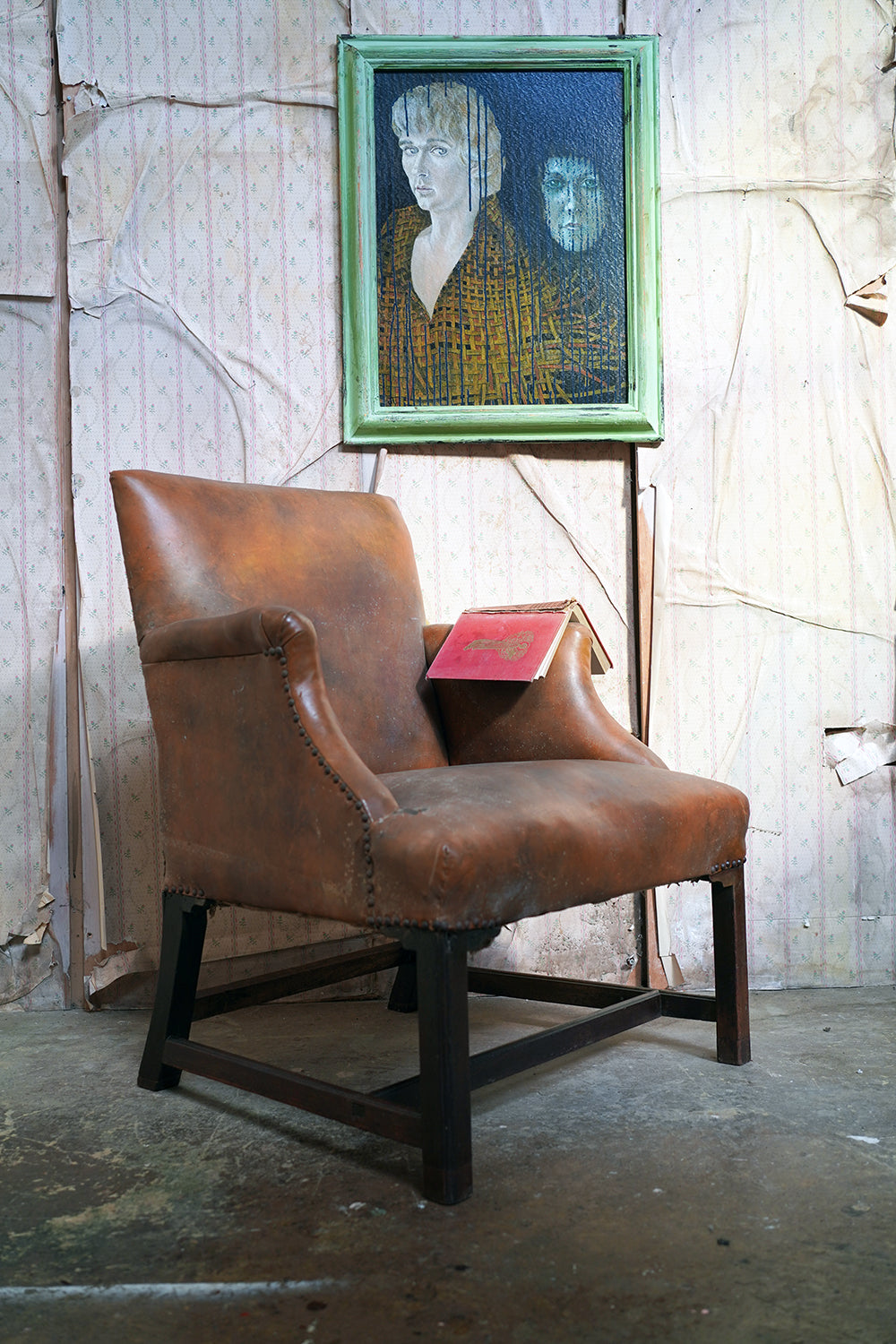 A George III Mahogany & Leather Gainsborough Armchair c.1800
