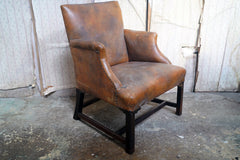 A George III Mahogany & Leather Gainsborough Armchair c.1800