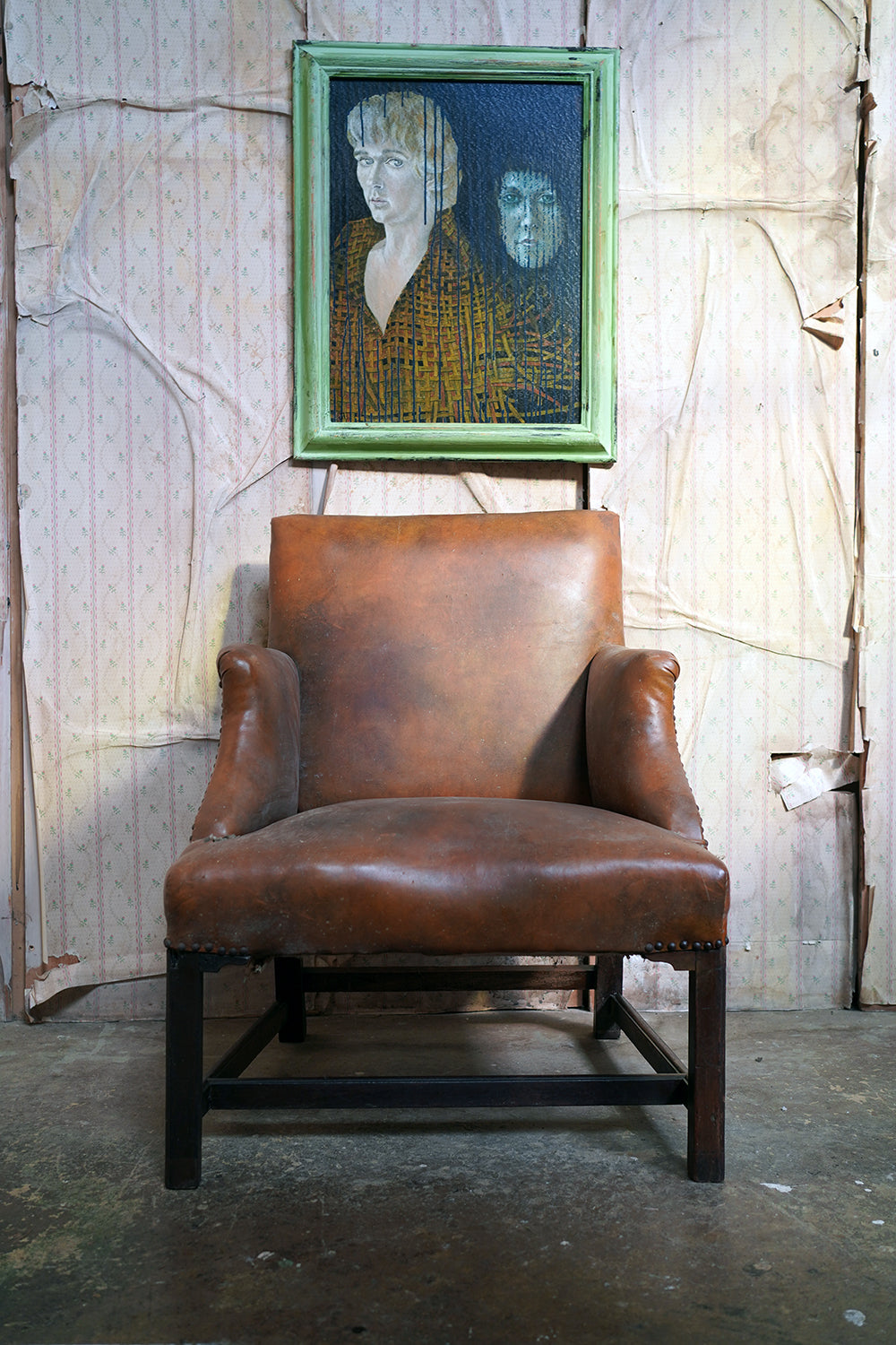 A George III Mahogany & Leather Gainsborough Armchair c.1800