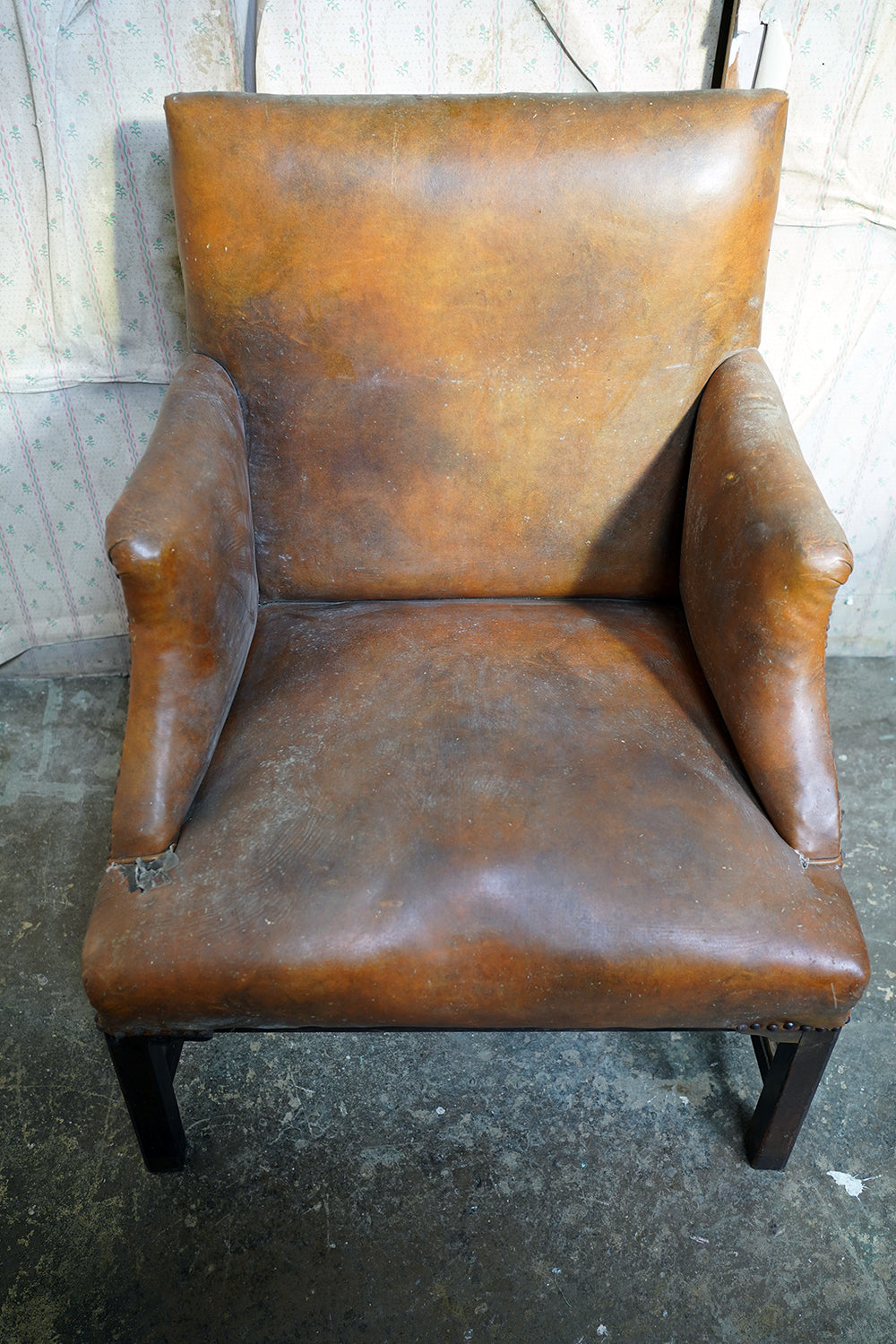 A George III Mahogany & Leather Gainsborough Armchair c.1800