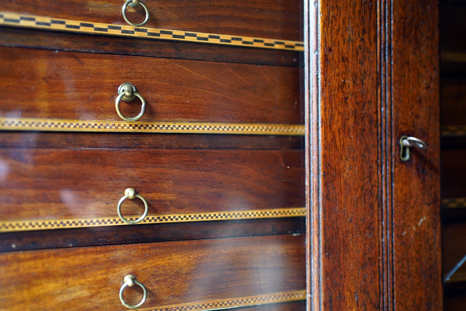 A Fine 24-Drawer Mahogany, Oak & Parquetry Inlaid Lepidopterist's Collector Cabinet c.1870