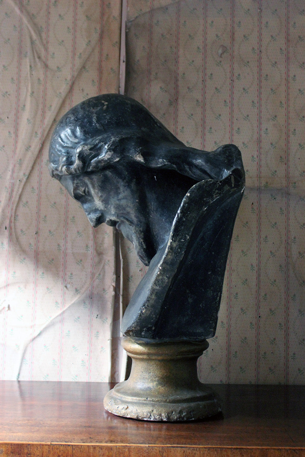 A 19thC Italian Life-Size Painted Plaster Bust of Jesus Christ