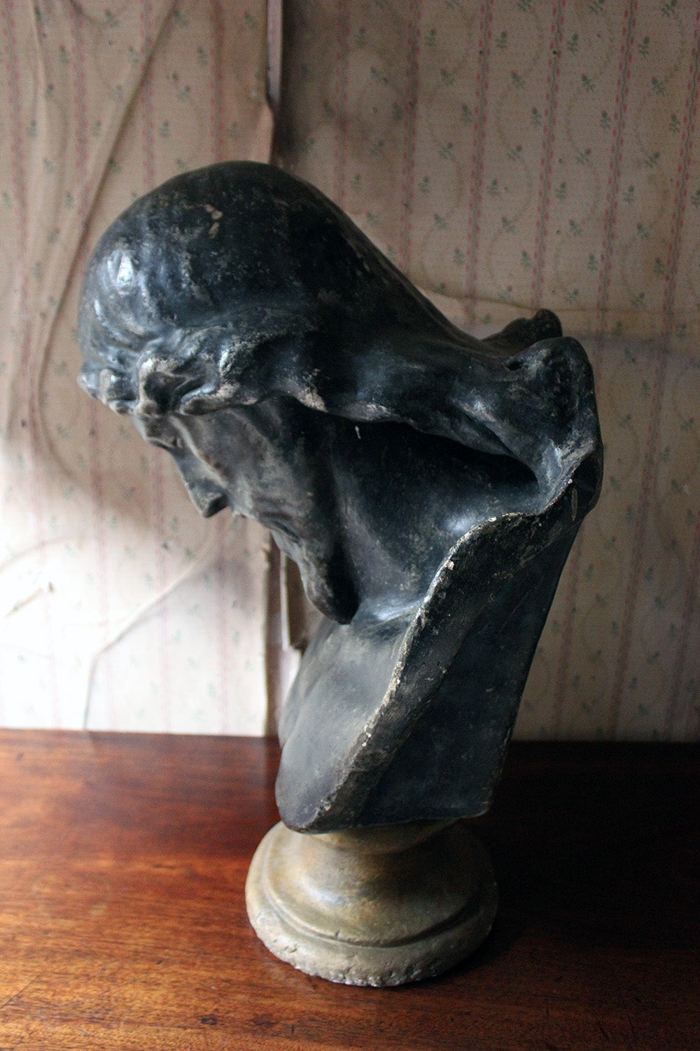 A 19thC Italian Life-Size Painted Plaster Bust of Jesus Christ