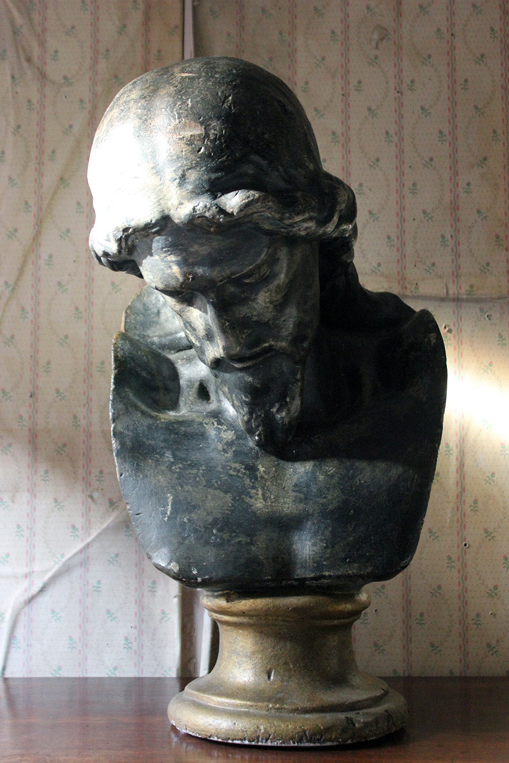 A 19thC Italian Life-Size Painted Plaster Bust of Jesus Christ