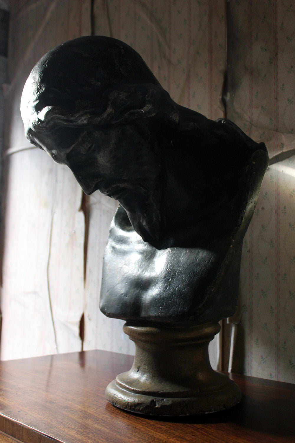 A 19thC Italian Life-Size Painted Plaster Bust of Jesus Christ