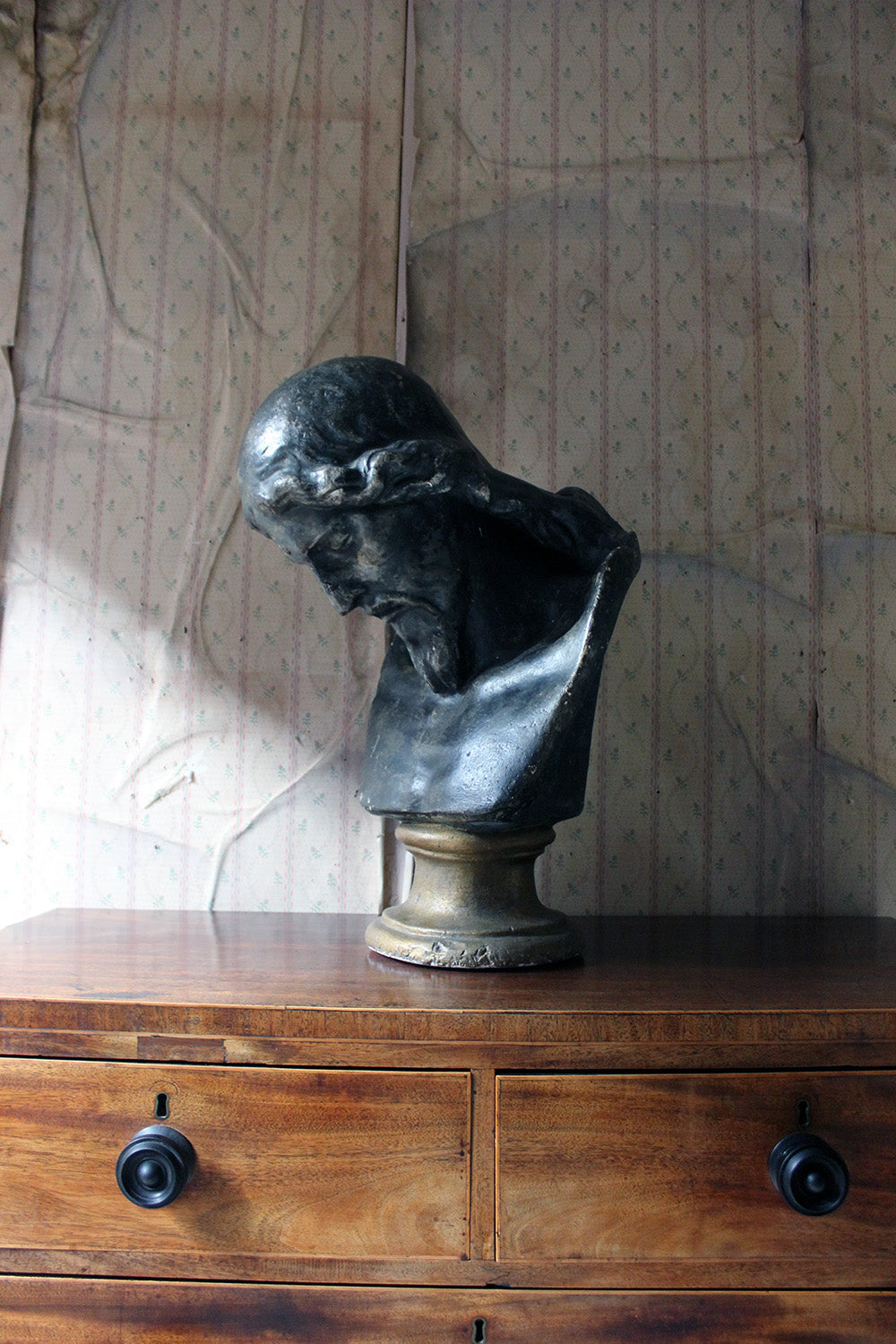 A 19thC Italian Life-Size Painted Plaster Bust of Jesus Christ