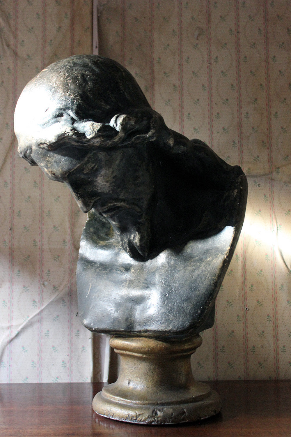 A 19thC Italian Life-Size Painted Plaster Bust of Jesus Christ