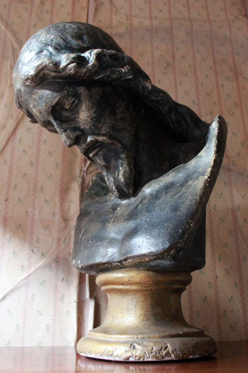 A 19thC Italian Life-Size Painted Plaster Bust of Jesus Christ