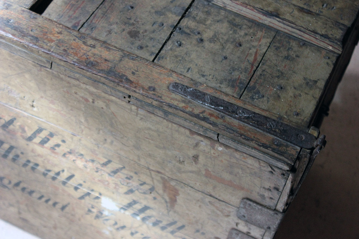 A 19thC Painted Pine Estate Made Trunk; Lord Hindlip, Hindlip Hall, Worcester, England