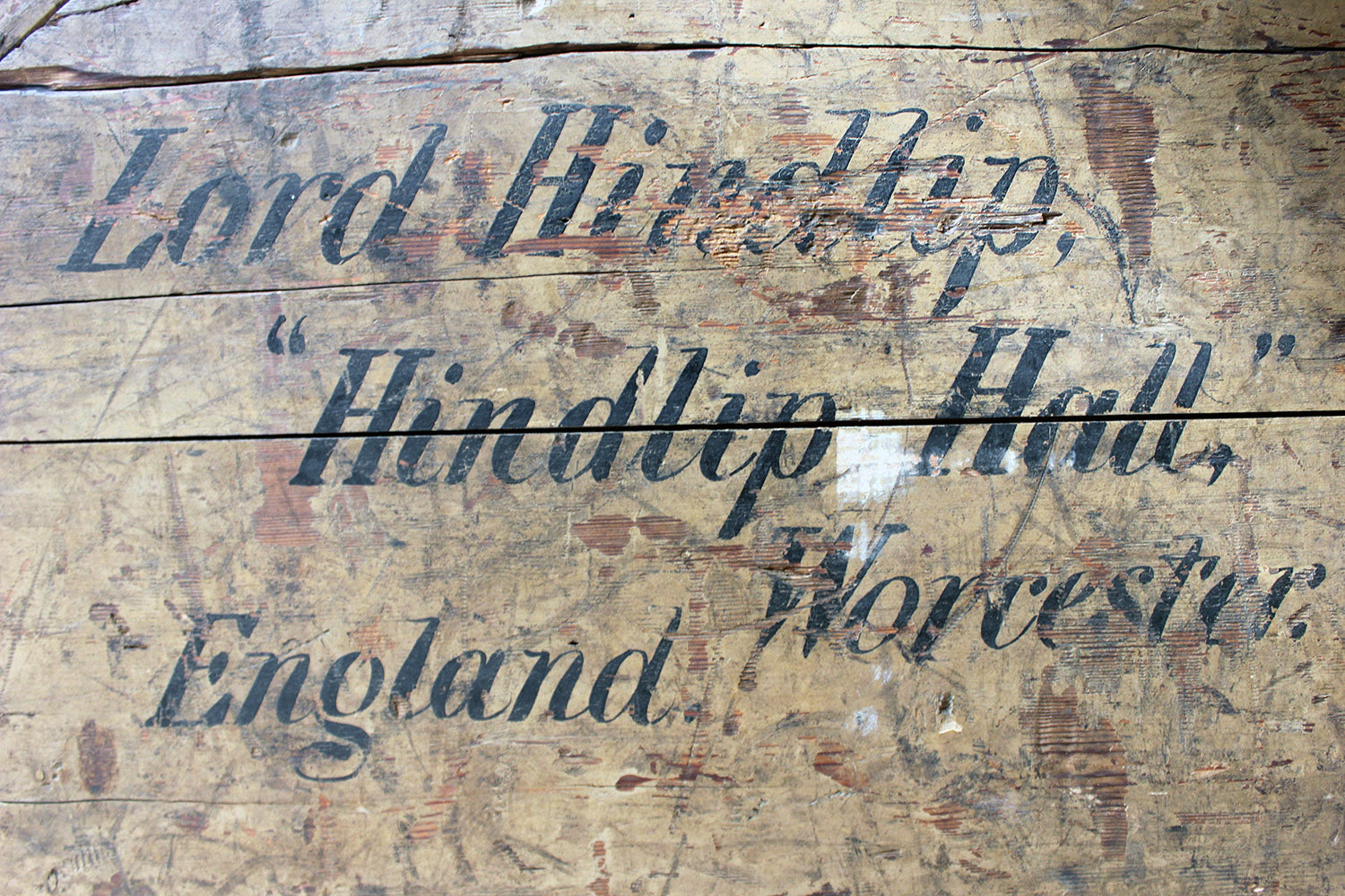 A 19thC Painted Pine Estate Made Trunk; Lord Hindlip, Hindlip Hall, Worcester, England
