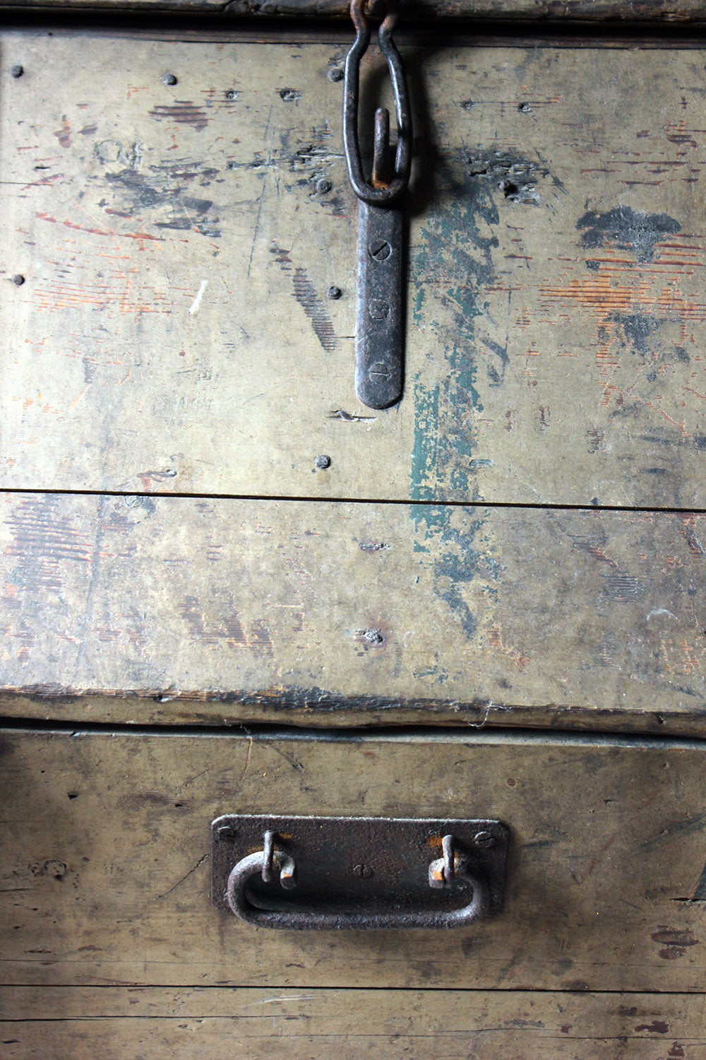 A 19thC Painted Pine Estate Made Trunk; Lord Hindlip, Hindlip Hall, Worcester, England