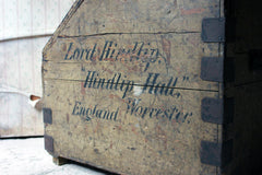 A 19thC Painted Pine Estate Made Trunk; Lord Hindlip, Hindlip Hall, Worcester, England