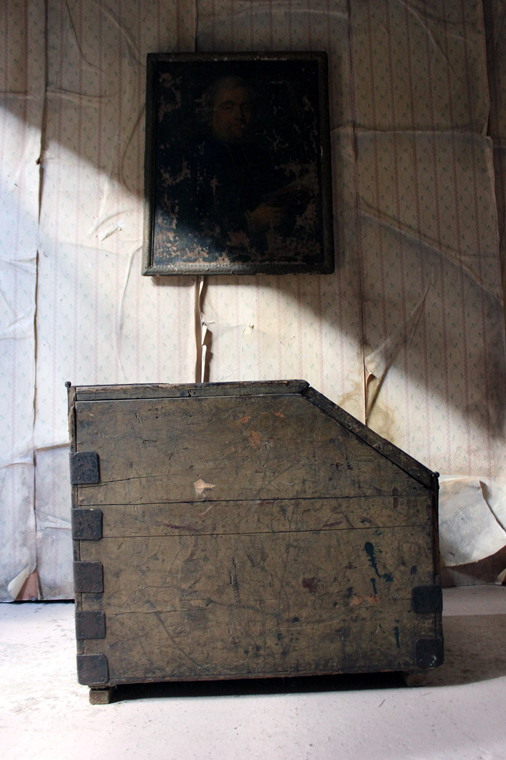 A 19thC Painted Pine Estate Made Trunk; Lord Hindlip, Hindlip Hall, Worcester, England