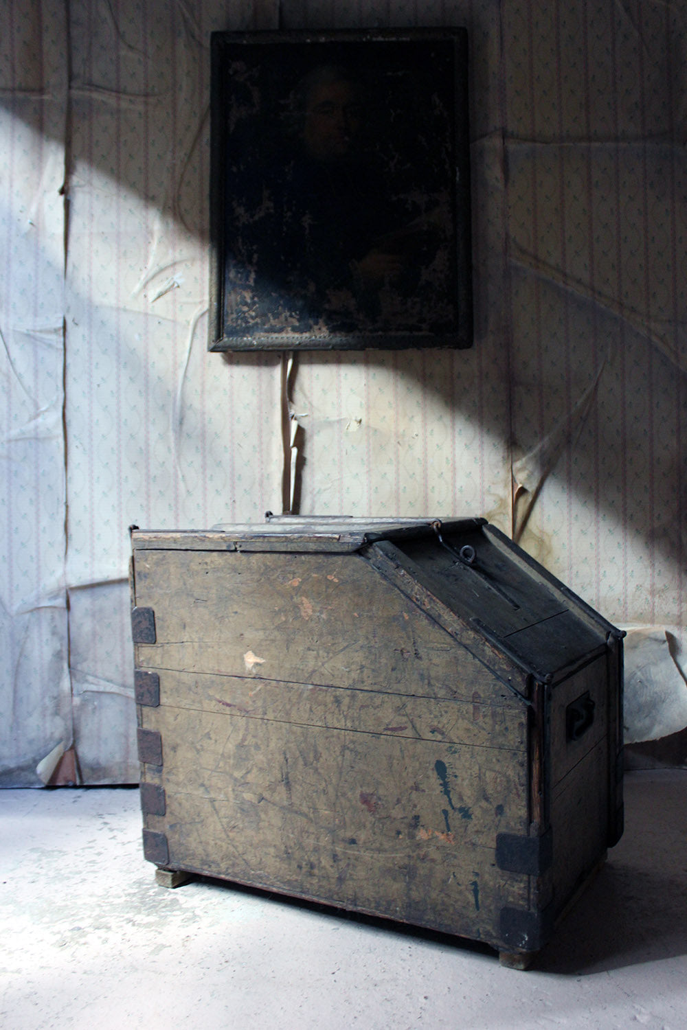 A 19thC Painted Pine Estate Made Trunk; Lord Hindlip, Hindlip Hall, Worcester, England