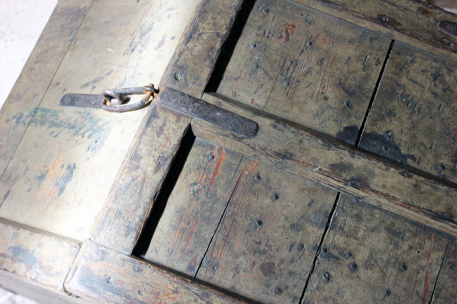 A 19thC Painted Pine Estate Made Trunk; Lord Hindlip, Hindlip Hall, Worcester, England