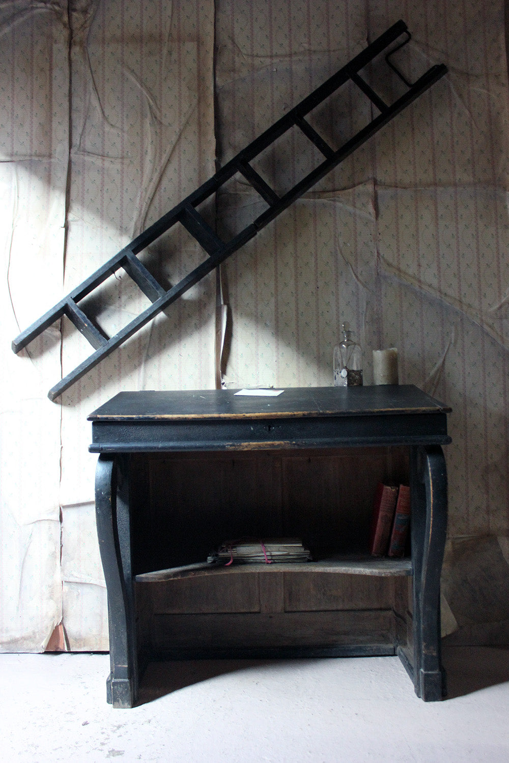 A French Louis-Philippe Period Black Painted Clerk's Desk c.1850