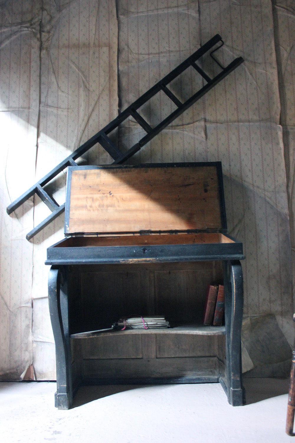 A French Louis-Philippe Period Black Painted Clerk's Desk c.1850